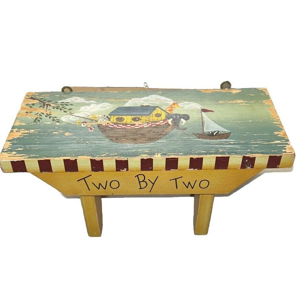 Vintage Wood Display Stool Noah's Ark Two by Two 12"x5.5"x6